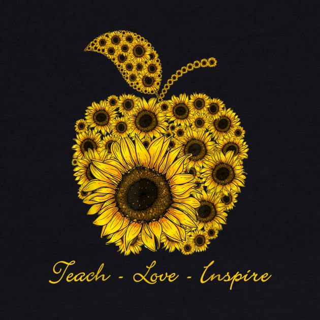 Teach Love Inspire Sunflowers Apple Teacher by Vicenta Aryl